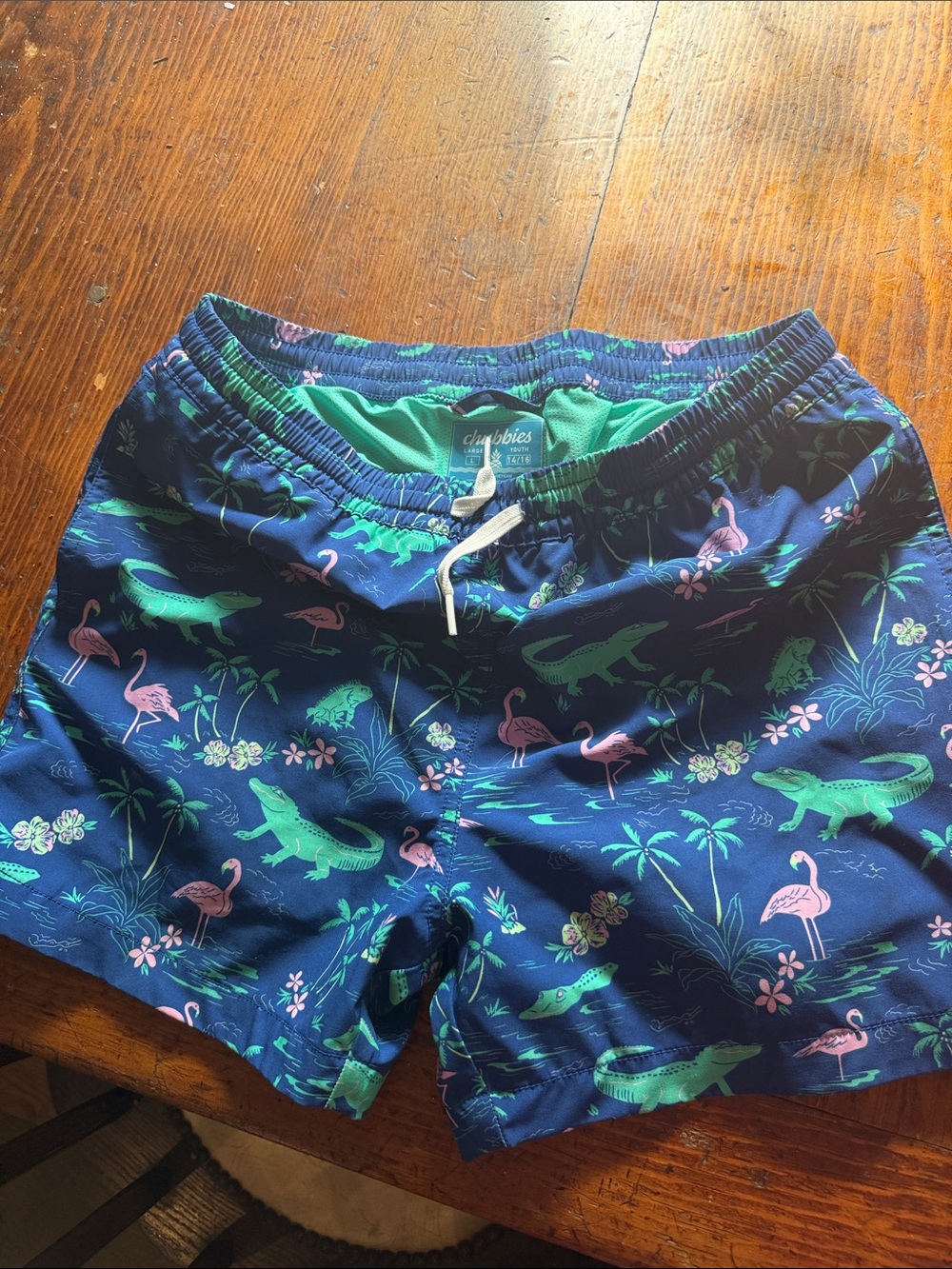 Chubbies Navy Flamingo & Alligator Swim Trunks